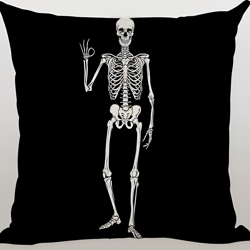 Ossuary skull linen pillowcase, printed detail view