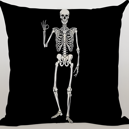 Ossuary skull linen pillowcase, printed detail view