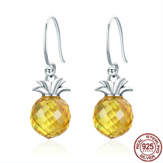 Pineapple zirconia S925 stud earrings, product view
