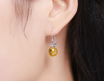 Pineapple zirconia silver stud earrings, alternate view