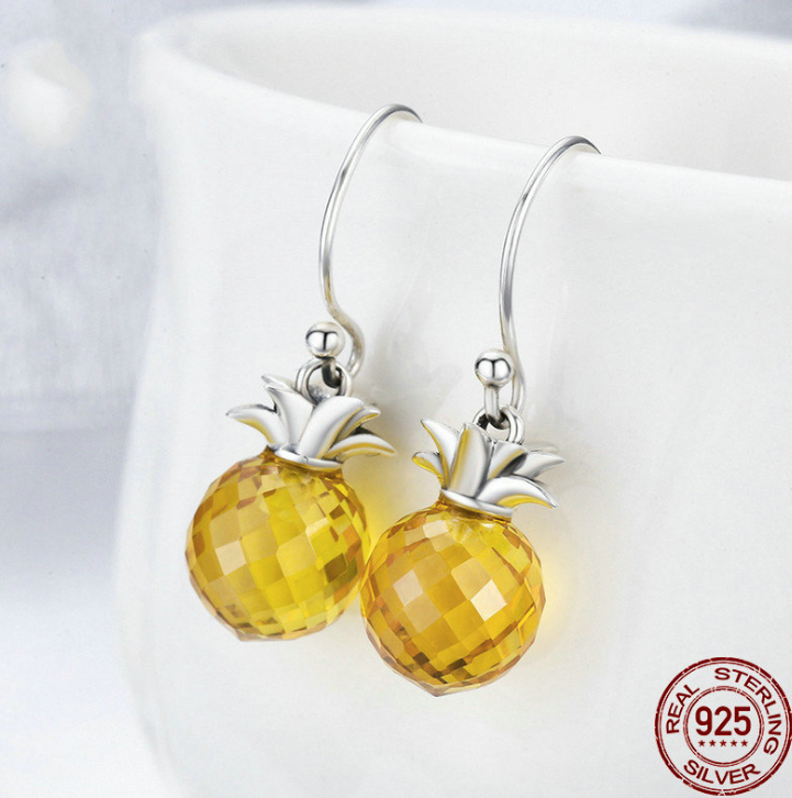 Pineapple zirconia stud earrings, additional product view