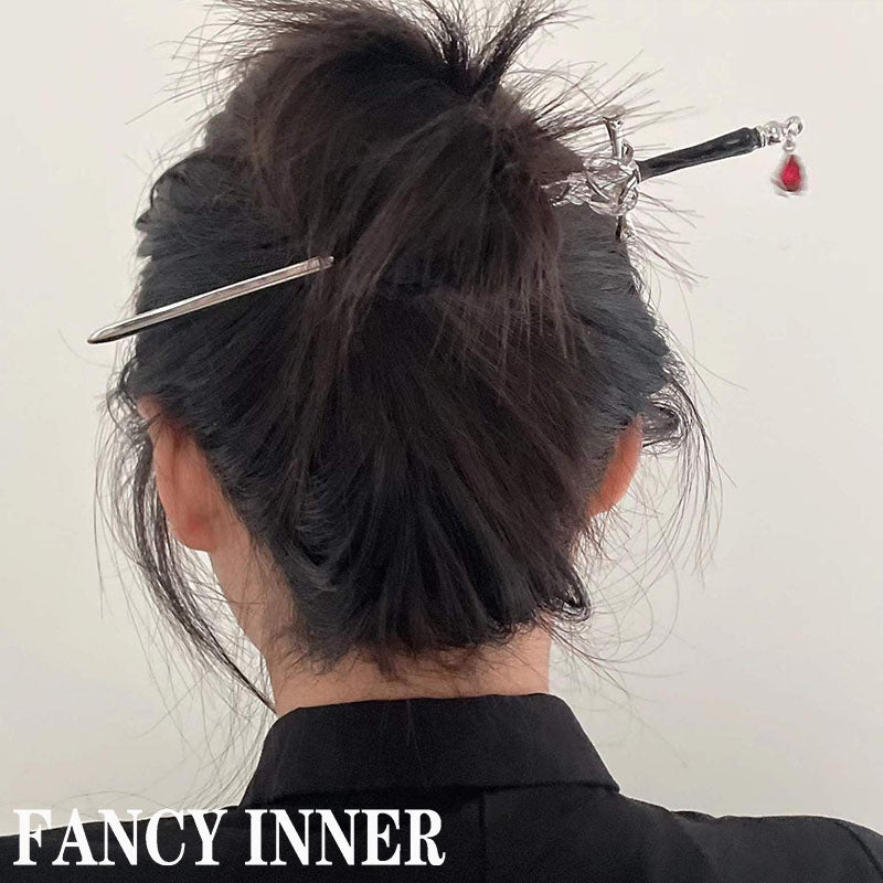 Red Oath Sword-Drop Hairpin, product view 1