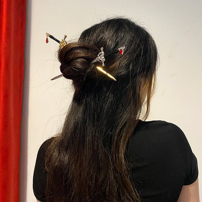Red Oath Sword-Drop Hairpin, product view 2