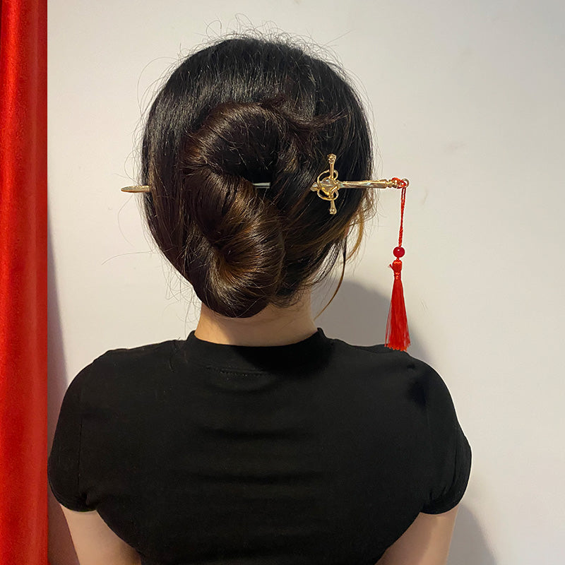 Red Oath Sword-Drop Hairpin, product view 4