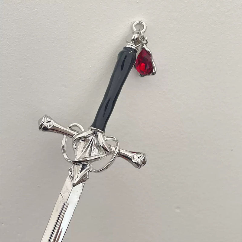 Red Oath Sword-Drop Hairpin, product view 6