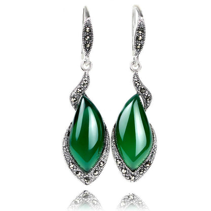 S925 water-drop earrings with stone-set detail, product view
