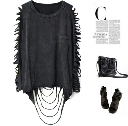 Ruinline Distressed Fringe Long-Sleeve Tee product view 1