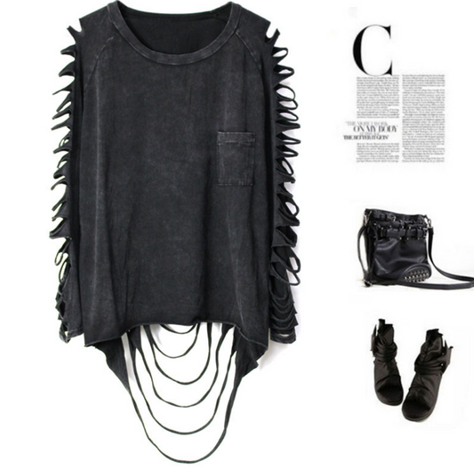 Ruinline Distressed Fringe Long-Sleeve Tee product view 1