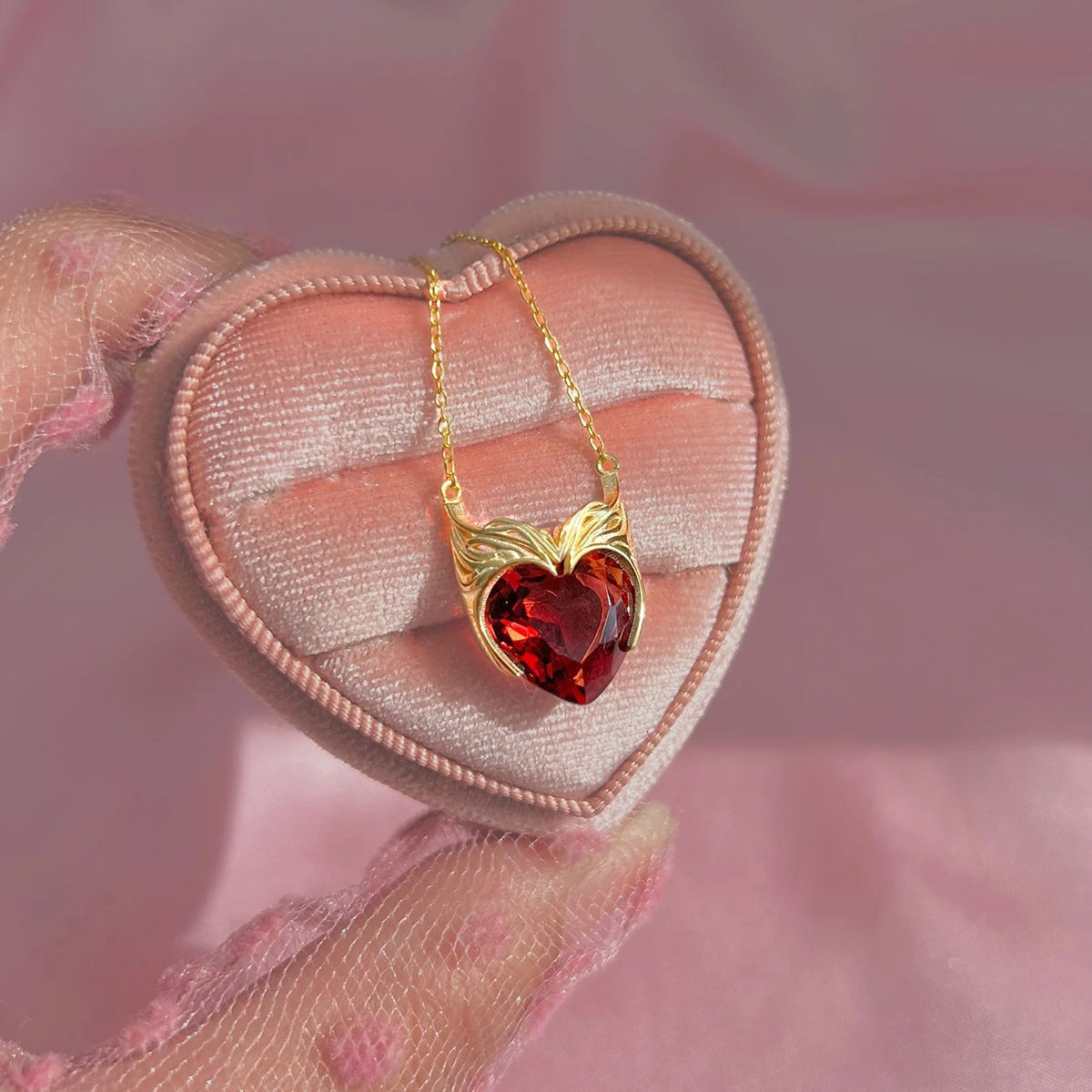 Tender Evidence Zircon Heart Necklace, product view 3