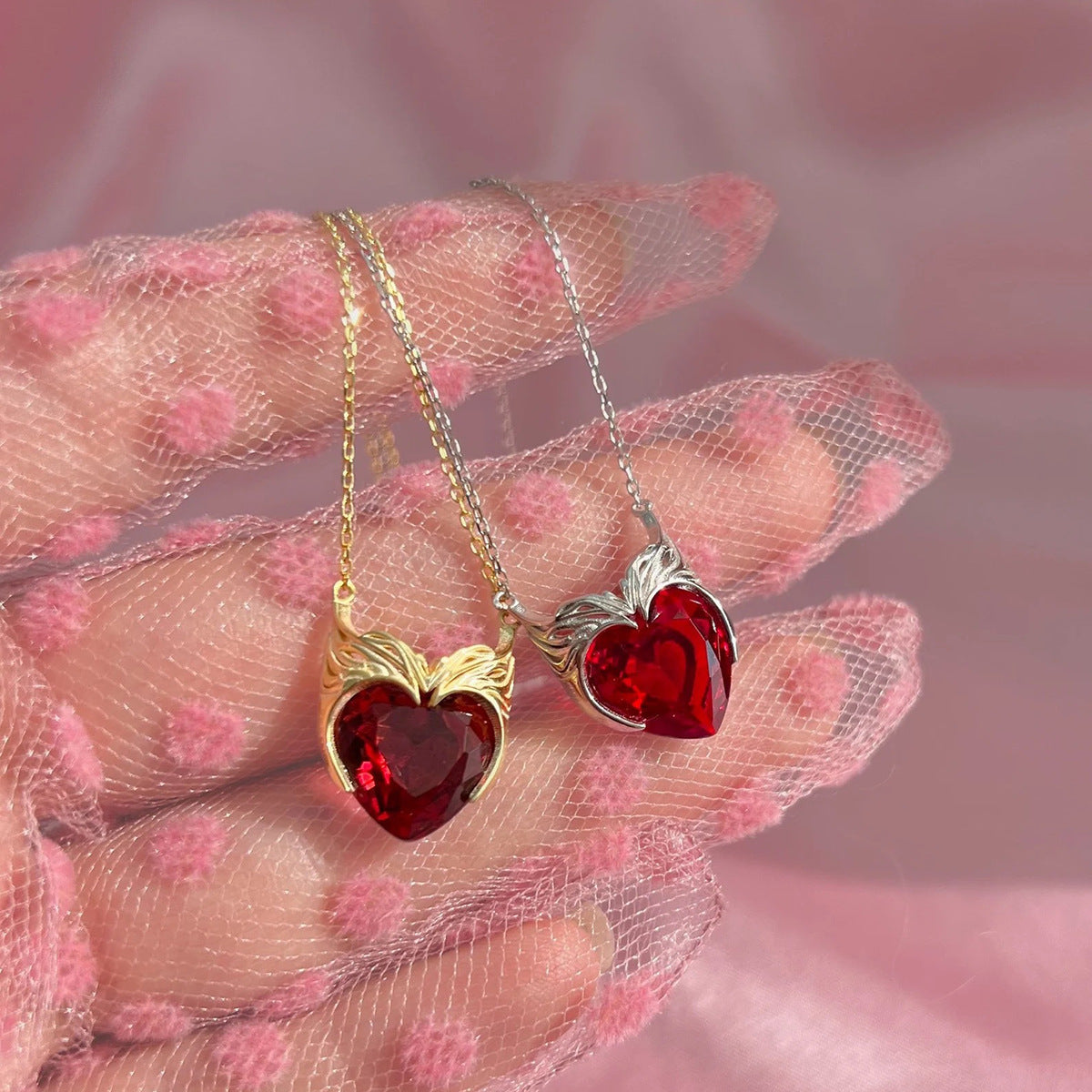 Tender Evidence Zircon Heart Necklace, product view 6
