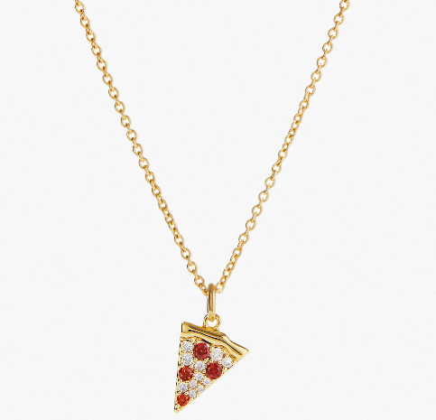 Triad triangular stone pendant necklace in gold tone, product view