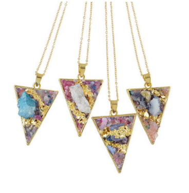 Triad geometric stone pendant necklace, alternate product view