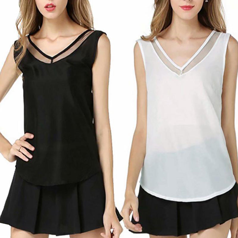 Veilpoint V-Neck Chiffon Vest Top product view 2