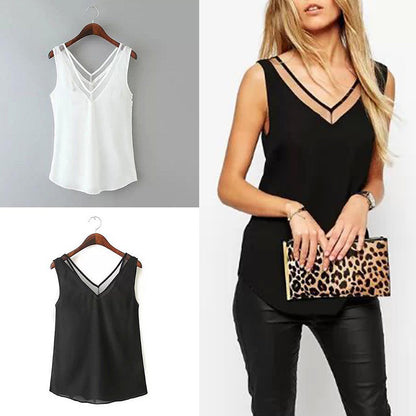 Veilpoint V-Neck Chiffon Vest Top product view 5