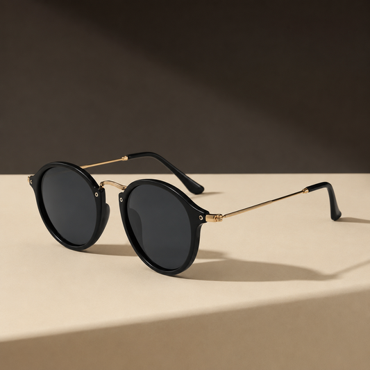Vesper Round Sunglasses in black, front angle view
