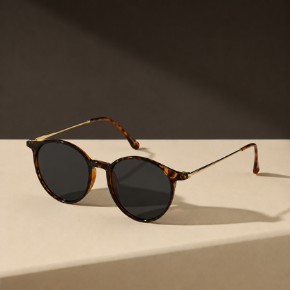 Vesper Round Sunglasses in tortoiseshell, side angle view