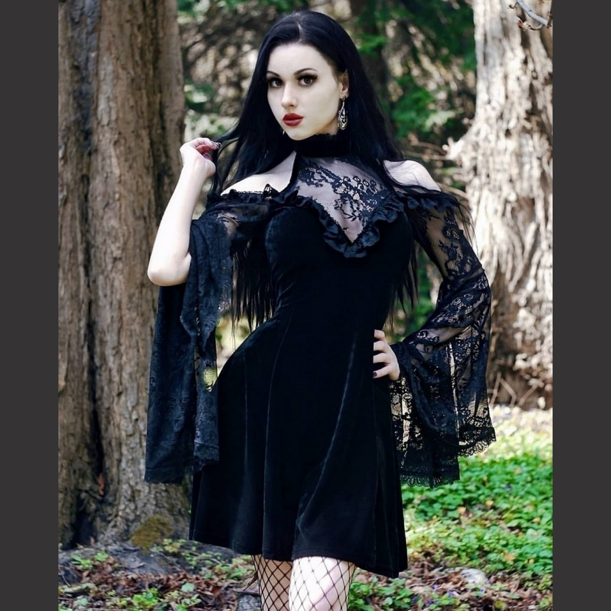 Widow's Parlour Lace Raglan Dress, product view 1