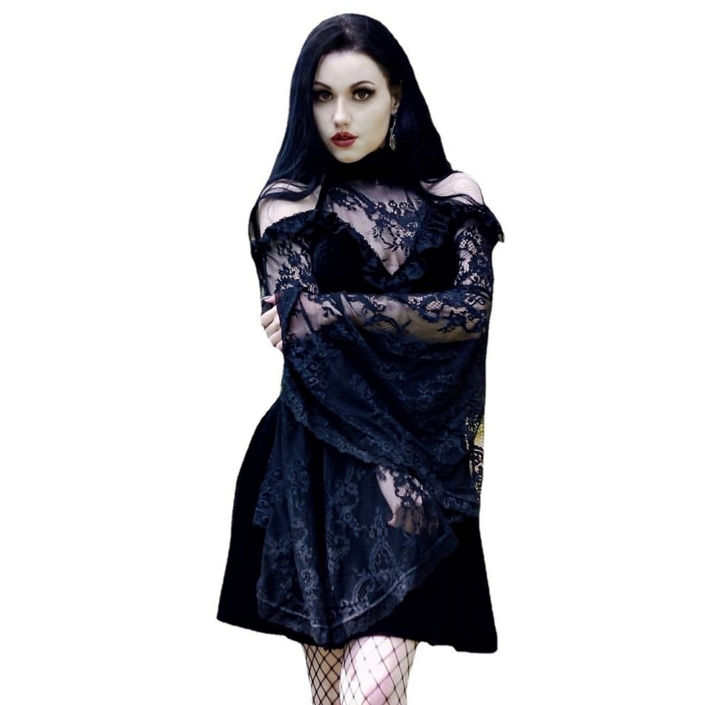Widow's Parlour Lace Raglan Dress, product view 7
